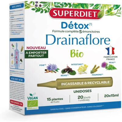 Superdiet Drainaflore Bio - Détox Bio 20 Unités - 300ml - Publicité Superdiet Drainaflore Bio - Détox Bio 20 Unités - 300ml - Publicité