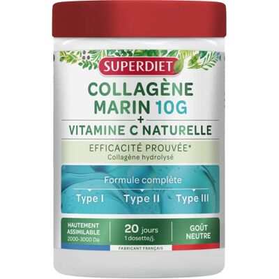 Superdiet Collagène Marin en Poudre - Types I, II & III - 210g - Publicité Superdiet Collagène Marin en Poudre - Types I, II & III - 210g - Publicité