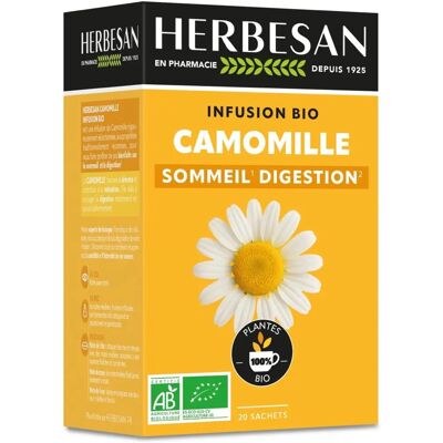 Herbesan Bio Kamillentee - Organisch Kamille für Schlaf & Verdauung - 20 Beutel Herbesan Bio Kamillentee - Organisch Kamille für Schlaf & Verdauung - 20 Beutel