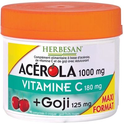 Herbesan Acerola 1000 + Goji Comprimés à Croquer - Complément Alimentaire - Publicité Herbesan Acerola 1000 + Goji Comprimés à Croquer - Complément Alimentaire - Publicité