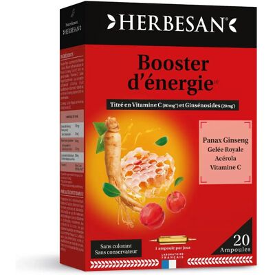 Herbesan Ginseng Gelée Royale Vitamine C Acérola - 20 Ampoules - Publicité Herbesan Ginseng Gelée Royale Vitamine C Acérola - 20 Ampoules - Publicité