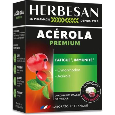 Herbesan Acerola Premium - Vitamine C à Croquer - 30 Comprimés - Publicité Herbesan Acerola Premium - Vitamine C à Croquer - 30 Comprimés - Publicité