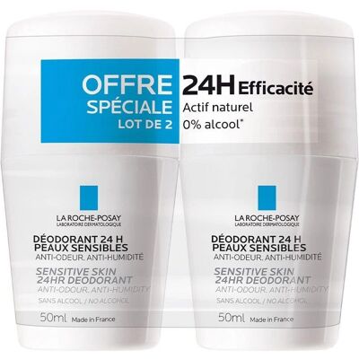 Déodorant physiologique roll-on 24H La Roche-Posay 2 x 50ml - Publicité Déodorant physiologique roll-on 24H La Roche-Posay 2 x 50ml - Publicité
