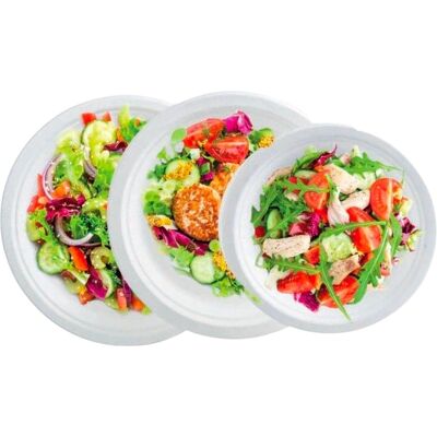 Assiette écologique en bagasse - 23cm - Lot de 50 - Publicité Assiette écologique en bagasse - 23cm - Lot de 50 - Publicité