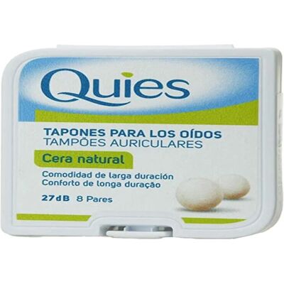 Tampões de ouvido em cera natural Quies - Redução de Ruído, Hipoalergênicos, 16 Unidades Tampões de ouvido em cera natural Quies - Redução de Ruído, Hipoalergênicos, 16 Unidades