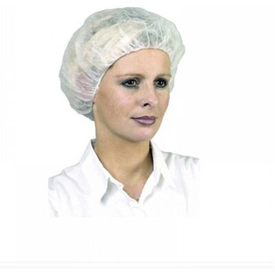 Cappello Bouffant Bianco in Polipropilene - Cappuccio Cappello Bouffant Bianco in Polipropilene - Cappuccio