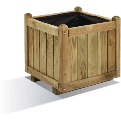Jardipolys Vendôme 50cm Carré Bac à Fleurs en Bois - 52L - Publicité Jardipolys Vendôme 50cm Carré Bac à Fleurs en Bois - 52L - Publicité