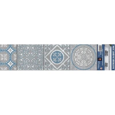 PLAGE Samoprzylepna Krawędź do Płytek - Geometryczny Wzór w Szarym/Niebieskim - 10x300cm PLAGE Samoprzylepna Krawędź do Płytek - Geometryczny Wzór w Szarym/Niebieskim - 10x300cm