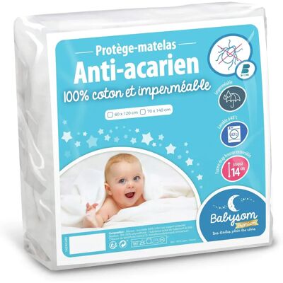Babysom Barnsängsmadrasskydd - Anti-kvalster, Vattentätt, Andningsbart - 70x140cm Babysom Barnsängsmadrasskydd - Anti-kvalster, Vattentätt, Andningsbart - 70x140cm