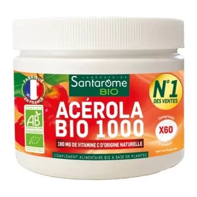 Santarome Bio Acerola 1000 - Nahrungsergänzung - Bio, Vegan, Frankreich Santarome Bio Acerola 1000 - Nahrungsergänzung - Bio, Vegan, Frankreich