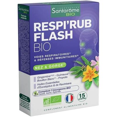 Santarome Bio Respi'Rub Action Flash 15 Comprimés - Soutien respiratoire - Publicité Santarome Bio Respi'Rub Action Flash 15 Comprimés - Soutien respiratoire - Publicité