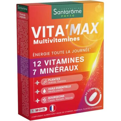 Santarome Vita'Max Multivitamines - Soutient Énergie & Fatigue - Publicité Santarome Vita'Max Multivitamines - Soutient Énergie & Fatigue - Publicité