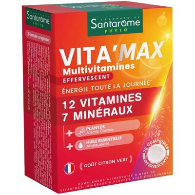 Santarome Vita'Max Multivitamines - Effervescent - Énergie - 30 Comprimés - Publicité Santarome Vita'Max Multivitamines - Effervescent - Énergie - 30 Comprimés - Publicité