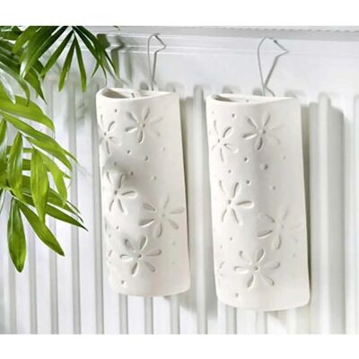 Humidificateur en céramique ASTUCEO - Lot de 2 - Motif floral - Blanc - Publicité Humidificateur en céramique ASTUCEO - Lot de 2 - Motif floral - Blanc - Publicité