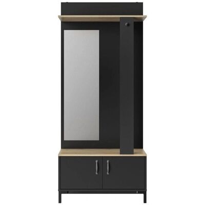 Mueble recibidor negro fabricado en Francia con espejo Mueble recibidor negro fabricado en Francia con espejo