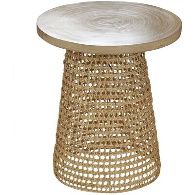 CASAME Table Basse en Bois Clair et Rattan - Table d'appoint - Publicité CASAME Table Basse en Bois Clair et Rattan - Table d'appoint - Publicité