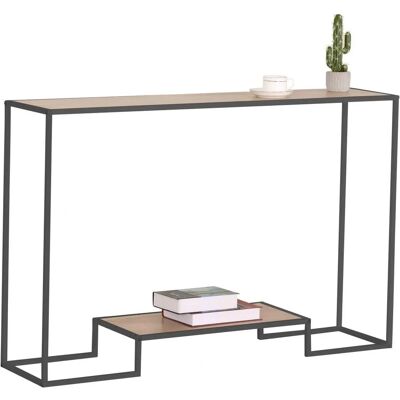 CASAME - Console moderne 2 niveaux finition chêne - 120cm - Publicité CASAME - Console moderne 2 niveaux finition chêne - 120cm - Publicité