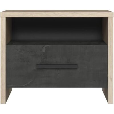 Mesita de noche Calicosy 1 Cajón 1 Compartimento - Roble y Negro - L49.6 x A40 cm - Mesita de noche Mesita de noche Calicosy 1 Cajón 1 Compartimento - Roble y Negro - L49.6 x A40 cm - Mesita de noche
