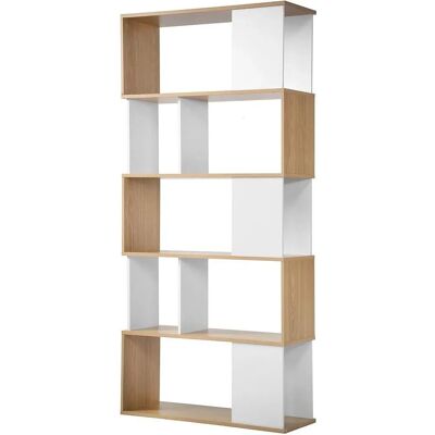 Bibliothèque bicolore blanche et chêne - 80x173x29cm - Publicité Bibliothèque bicolore blanche et chêne - 80x173x29cm - Publicité