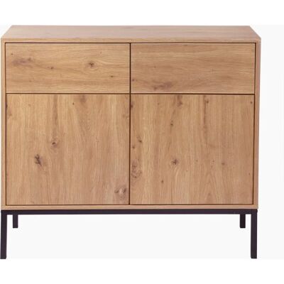CASAME Commode en bois clair - 2 portes 2 tiroirs - Style moderne - Publicité CASAME Commode en bois clair - 2 portes 2 tiroirs - Style moderne - Publicité