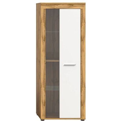 Calicosy - Vitrina 1 puerta de cristal blanco y roble wotan H159 cm Calicosy - Vitrina 1 puerta de cristal blanco y roble wotan H159 cm