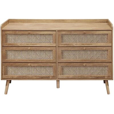 PALMO - Cómoda de 6 cajones - Frentes de ratán natural - dresser PALMO - Cómoda de 6 cajones - Frentes de ratán natural - dresser