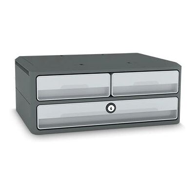 Organizzatore da scrivania CEP 1091216361 - 3 cassetti, lucchetto, grigio Organizzatore da scrivania CEP 1091216361 - 3 cassetti, lucchetto, grigio