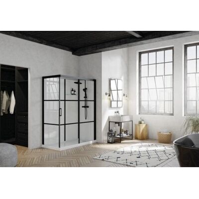 Cabina de Ducha Brooklyn Kinedo 160x80 Vidrio Corrediza Negra - Ducha Cabina de Ducha Brooklyn Kinedo 160x80 Vidrio Corrediza Negra - Ducha