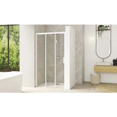 Kinedo Pa90268btneg - Porte de douche coulissante 3 vantaux blanche - Publicité Kinedo Pa90268btneg - Porte de douche coulissante 3 vantaux blanche - Publicité