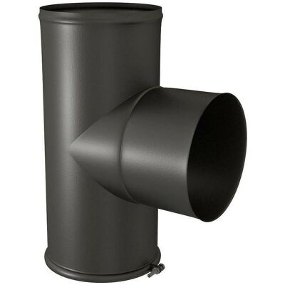 TEN - Conector en T 90° con tapa negra mate - Accesorio de tubería TEN - Conector en T 90° con tapa negra mate - Accesorio de tubería
