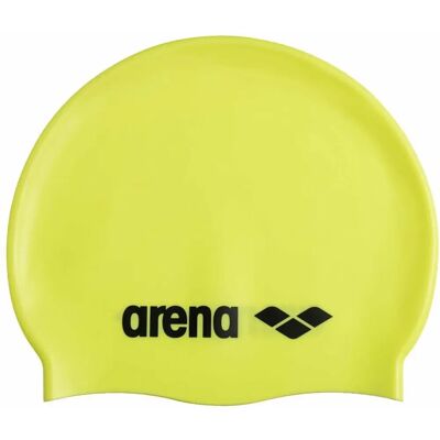 Bonnet de natation en silicone classique Arena - Unisexe - Jaune - Protecteur & Élastique - Publicité Bonnet de natation en silicone classique Arena - Unisexe - Jaune - Protecteur & Élastique - Publicité