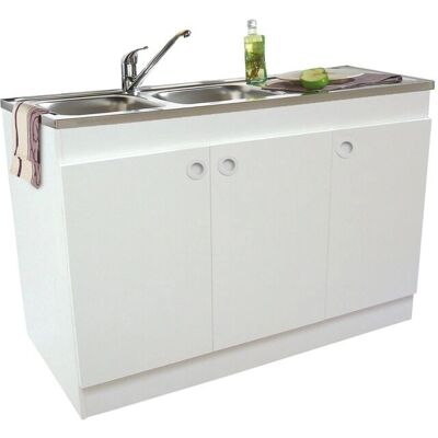Neova DECLIQ 120x60 Meuble Blanc - Sous évier avec 3 portes - Publicité Neova DECLIQ 120x60 Meuble Blanc - Sous évier avec 3 portes - Publicité