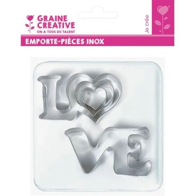 Graine Créative Wykrawaczki do ciastek ze stali nierdzewnej - Love Graine Créative Wykrawaczki do ciastek ze stali nierdzewnej - Love