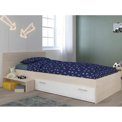 Vente-unique Lit enfant - Naturel & Blanc - 90x190cm - Publicité Vente-unique Lit enfant - Naturel & Blanc - 90x190cm - Publicité
