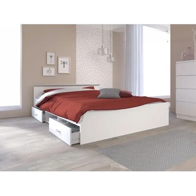 Vente-unique Pablo Bed - White - 140x190cm - Storage Vente-unique Pablo Bed - White - 140x190cm - Storage