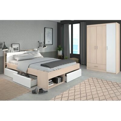 Jugendzimmer-Set PARISOT Most - Weiß & Akazie, 160x200cm Jugendzimmer-Set PARISOT Most - Weiß & Akazie, 160x200cm