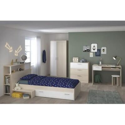 Ensemble chambre enfant Charlemagne de Parisot - Acacia clair et blanc - 5 pièces - Publicité Ensemble chambre enfant Charlemagne de Parisot - Acacia clair et blanc - 5 pièces - Publicité