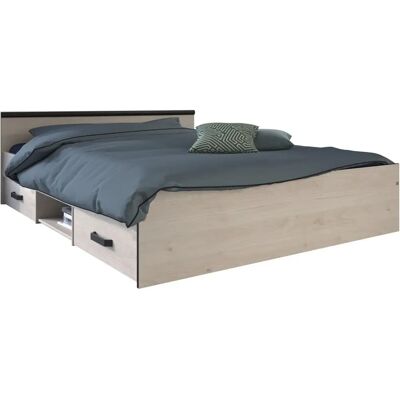 Letto PABLO con scomparti - 140x190cm - Colore rovere chiaro Letto PABLO con scomparti - 140x190cm - Colore rovere chiaro