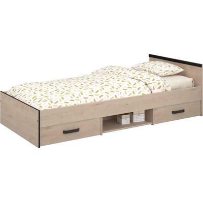 Lit d'enfant beige et noir avec rangement - Lit Enfant - Publicité Lit d'enfant beige et noir avec rangement - Lit Enfant - Publicité