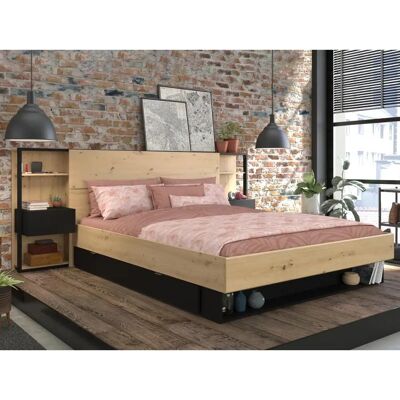 Vente-unique Headboard with Nightstands - 160cm - Natural Light - Headboard & Storage Vente-unique Headboard with Nightstands - 160cm - Natural Light - Headboard & Storage