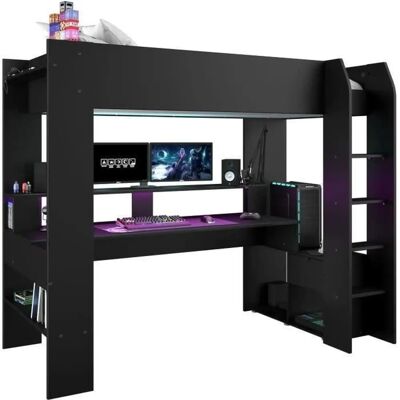 Parisot Gaming Loft-säng med skrivbord & LED - Modern fransk design Parisot Gaming Loft-säng med skrivbord & LED - Modern fransk design