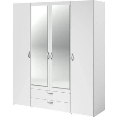 Armoire Daily de Parisot - 4 portes, blanc, miroirs - Publicité Armoire Daily de Parisot - 4 portes, blanc, miroirs - Publicité