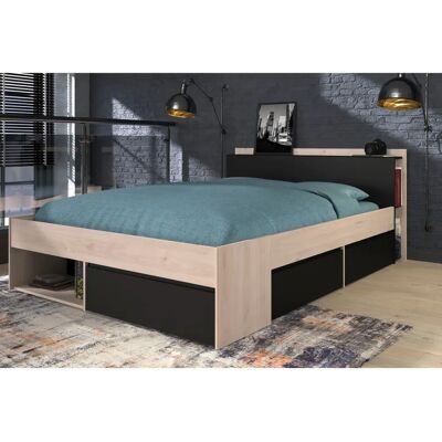 Parisot Most Stauraumbett - Modern Eiche Jackson / Schwarz - 140x200 cm Parisot Most Stauraumbett - Modern Eiche Jackson / Schwarz - 140x200 cm