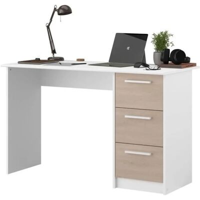 Bureau Essential Parisot Chêne Blanc - 3 Tiroirs - 121.2x55x74.5 cm - Publicité Bureau Essential Parisot Chêne Blanc - 3 Tiroirs - 121.2x55x74.5 cm - Publicité