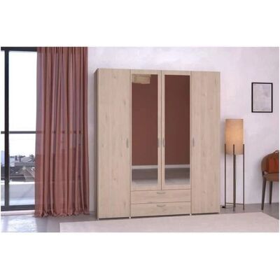 Parisot Daily 13 Kleiderschrank - Eiche - 4 Türen mit Spiegel Parisot Daily 13 Kleiderschrank - Eiche - 4 Türen mit Spiegel