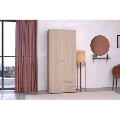 Armoire Varia - Chêne et Blanc - 2 Portes, 2 Tiroirs - Publicité Armoire Varia - Chêne et Blanc - 2 Portes, 2 Tiroirs - Publicité