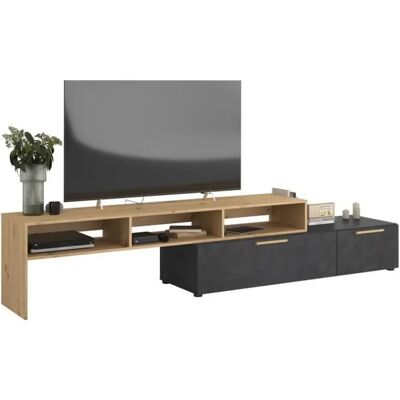 Meuble TV Raw de Parisot - Chene & Steam Black - Tiroir & Modular - Publicité Meuble TV Raw de Parisot - Chene & Steam Black - Tiroir & Modular - Publicité