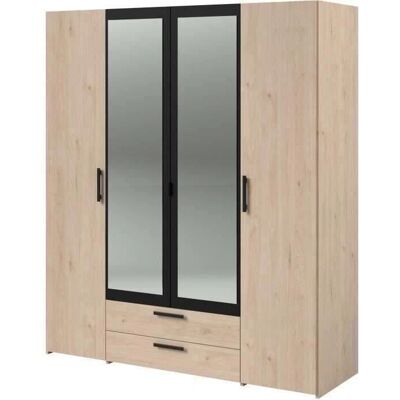 Armoire IKEA avec 4 Portes et Décor Chêne et Noir - Rangement Chambre - Publicité Armoire IKEA avec 4 Portes et Décor Chêne et Noir - Rangement Chambre - Publicité