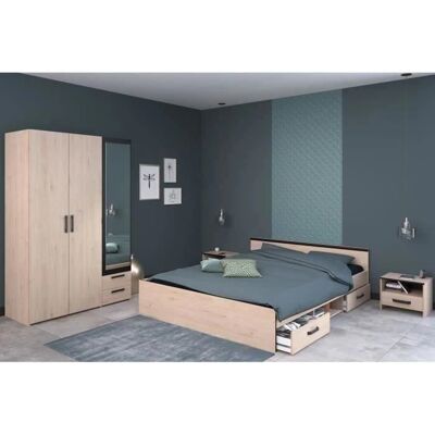 Ensemble chambre adulte Zodiac Indus - Chêne et noir - Publicité Ensemble chambre adulte Zodiac Indus - Chêne et noir - Publicité