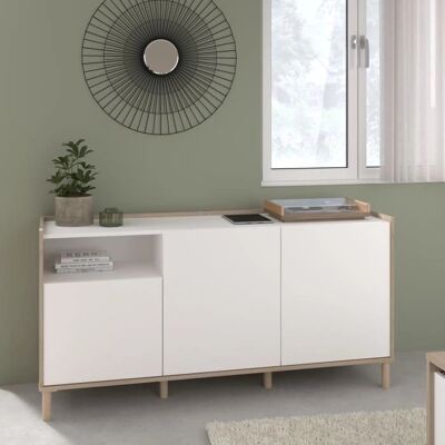 PARISOT - MORPHOS - Blanc chêne décor - 3 portes - Sideboard - Publicité PARISOT - MORPHOS - Blanc chêne décor - 3 portes - Sideboard - Publicité